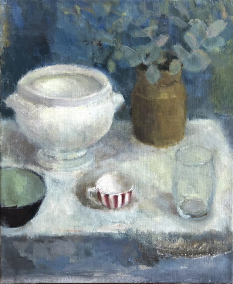 Still life with striped cup