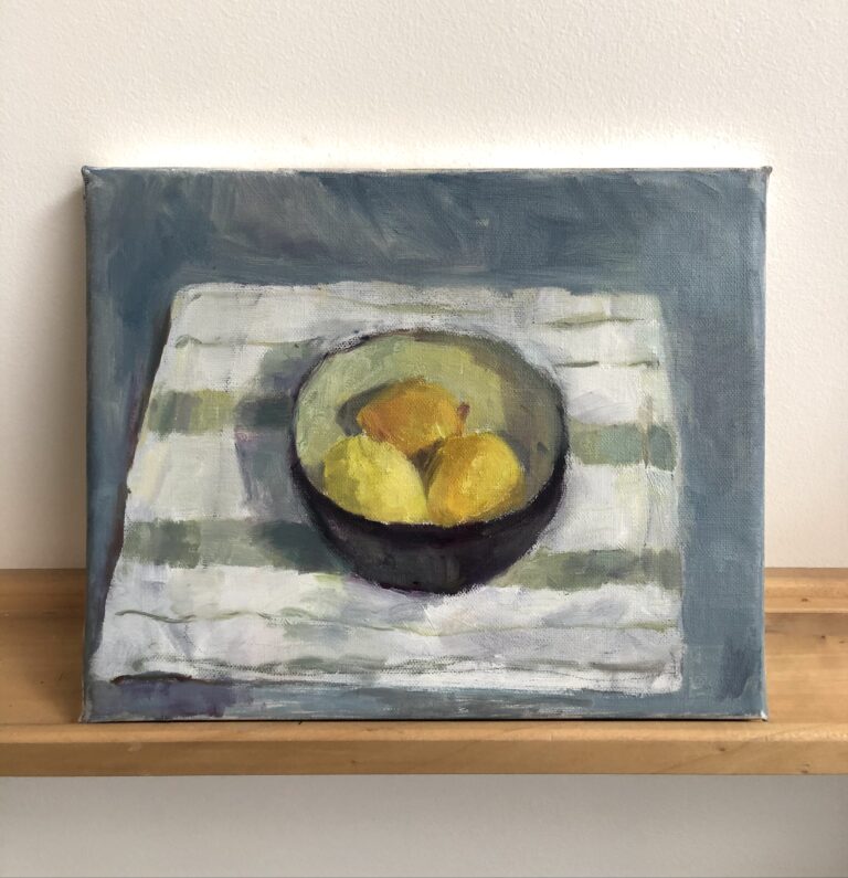 Three lemons in a bowl